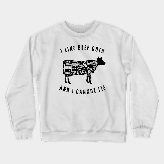 I Like Beef Cuts - Funny Cow Graphic Crewneck Sweatshirt by Autonomy Prints